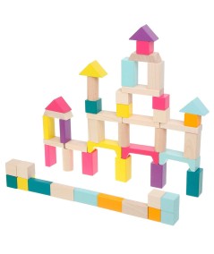 Construcción bloques madera colores 50pzas. Cubika