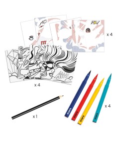 Set pintar rotuladores pincel y calcomanías superhéroes