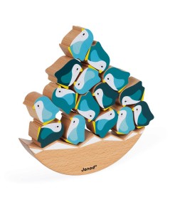 Juego de equilibrio pingüinos madera