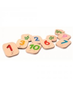 Números 1 al 10 en braille madera