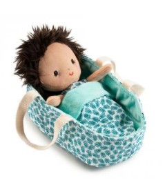 MUÑECO TELA BEBE ARI CON CAPAZO REVERSIBLE