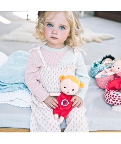 MUÑECA TELA BEBE AGATHA CON CAPAZO REVERSIBLE