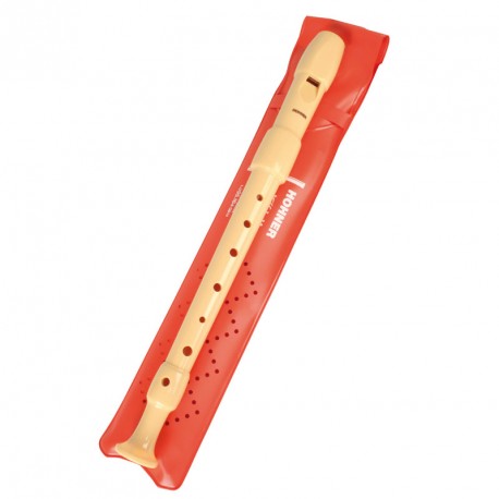 Flauta dulce con funda naranja