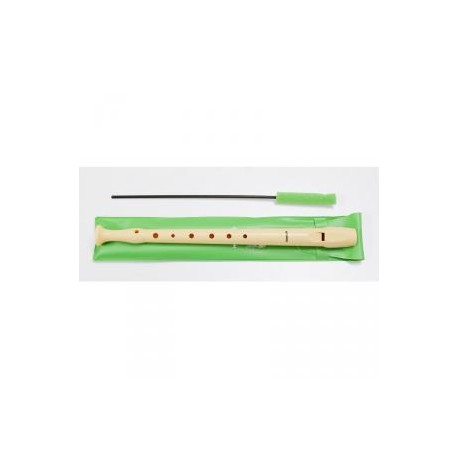Flauta dulce con funda verde